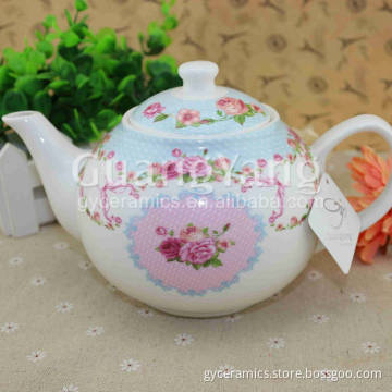 Different Beautiful Flowers Printing Ceramic Teapot Infuser